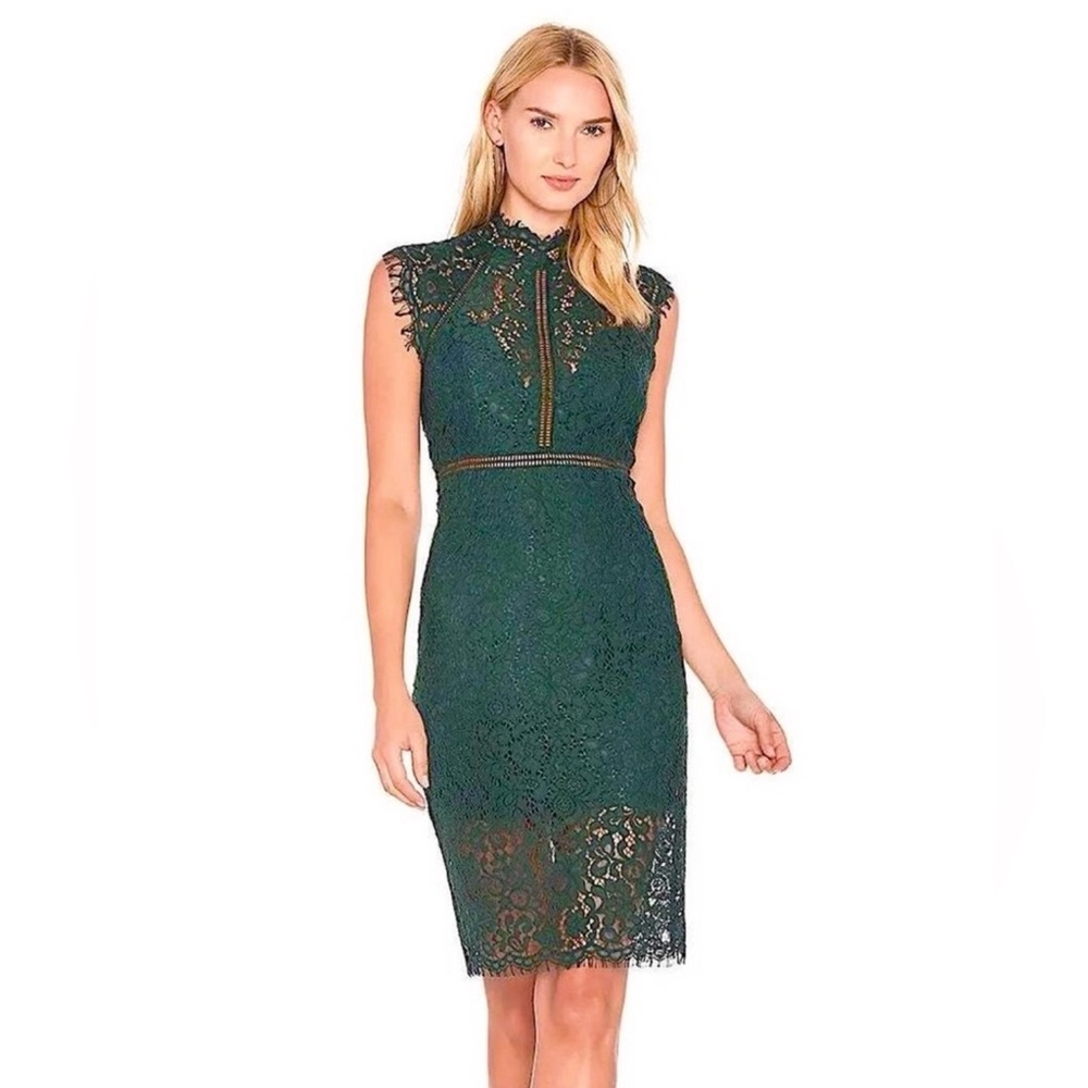 Bardot Lace Panel Dress in Hunt Green Size Small US 6